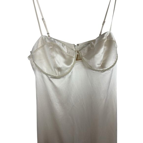 CAMI NYC Dorthea Midi Dress Satin Pearl Embellished Party Wedding Classy Sz 10 - Picture 6 of 12
